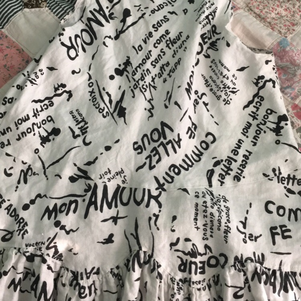 Black and white French blouse